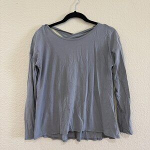 Lululemon Back Into It Grey Long Sleeve Cut Out Cross Back Shirt
